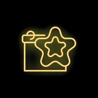 Neon yellow calendar icon showing a star for important dates vector
