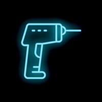 Glowing neon icon of cordless drill for dark background design projects vector