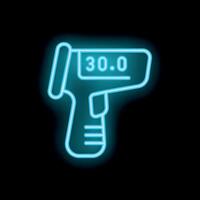 Neon style icon of a digital medical thermometer showing normal temperature vector