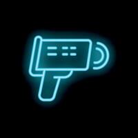 Neon icon of electronic infrared thermometer showing temperature vector