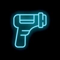 Neon icon of a digital infrared thermometer gun for measuring temperature vector