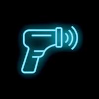 Neon icon of infrared thermometer sending signal vector