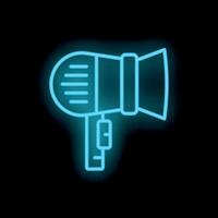 Neon studio spotlight shining in the dark background vector