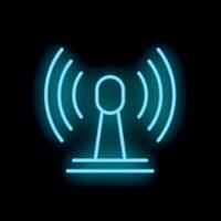 Neon style icon of a wifi hotspot emitting a wireless signal vector
