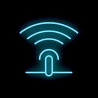 Neon wifi icon emitting a signal on black background vector