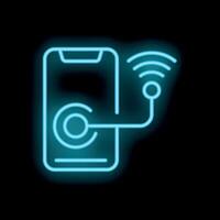 Neon style icon showing smartphone connecting to wifi network vector