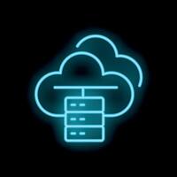 Neon blue icon of cloud computing connecting to server database vector