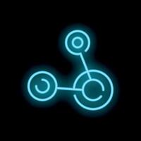 Neon blue share icon glowing on black background vector