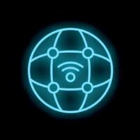 Neon icon of wifi connecting global network points vector