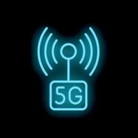 Neon 5g wireless network symbol transmitting data vector