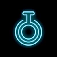 Blue neon gender symbol glowing in the dark vector