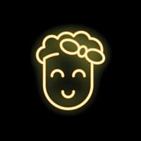 Neon sign showing a smiling girl face with a bow in her hair vector