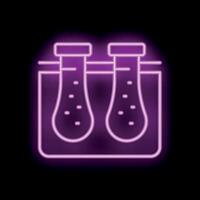 Neon sign of erlenmeyer flasks with bubbling chemical reaction vector