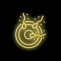 Neon style icon of sperms fertilizing an egg vector