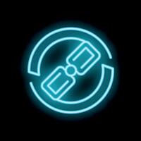 Neon sign representing blockchain technology with glowing links in a circle on black background vector