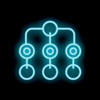 Neon blue flow chart is glowing on a black background vector