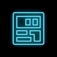 Bright neon blue web layout symbol glowing in the dark vector