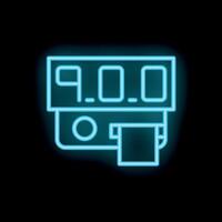 Neon icon of a payment terminal processing a credit card transaction vector