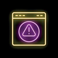 Neon sign showing a warning message on a website vector