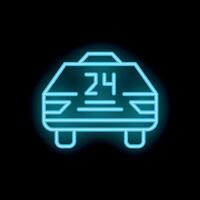 Neon sign showing a taxi cab available 24 hours a day vector