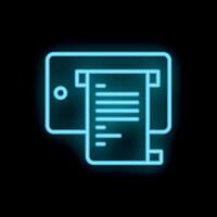 Neon icon of printer printing document on paper vector