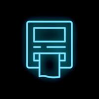 Neon atm cash machine displaying withdraw result on black background vector