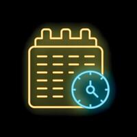 Neon icon of calendar showing time passing by for appointment or deadline vector