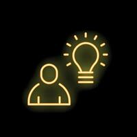 Neon icon of a person having an idea represented by a light bulb vector
