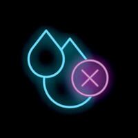 Neon icon of water drops with a cross sign representing no water concept vector