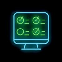 Neon green online survey form on computer screen for user interface vector