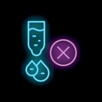 Neon sign depicting a leaky bottle with a cross mark over it vector