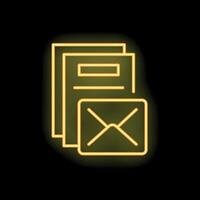 Neon icon of mail envelope resting on stack of paper representing email marketing campaign vector