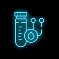 Neon icon of medical test tube representing laboratory analysis vector