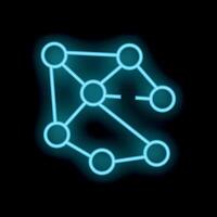 Neon blue abstract network glowing on black background vector