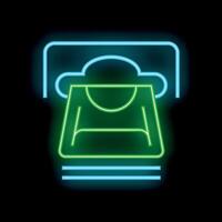 Neon sign representing cloud computing data storage with server and cloud vector