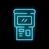 Neon sign of retro handheld game console on a black background vector