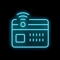 Neon icon of a credit card emitting a wifi signal vector