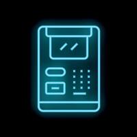 Glowing neon atm machine for banking transactions vector