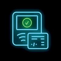 Neon sign showing smartphone validating digital signature on document vector