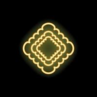 Neon yellow rounded square shape glowing in the dark vector