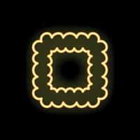 Neon yellow rounded square frame glowing on black background vector