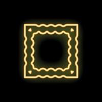 Yellow neon square frame glowing on black background vector