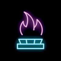 Neon style icon of gas burner with burning fire vector