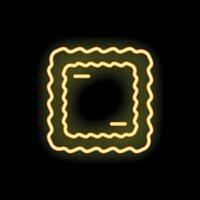 Neon yellow wavy square glowing on black background vector