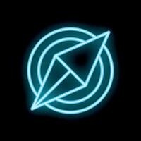 Neon sign shaped like a compass pointing up right vector
