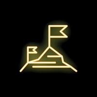 Neon sign of flags on mountain top representing success vector