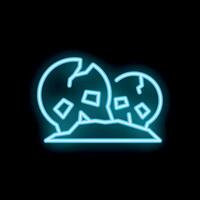 Bright neon sign of two chocolate chip cookies crumbling on dirt representing a dessert menu item vector