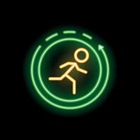 Neon sign showing stick figure running in circle vector