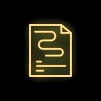 Neon yellow document icon glowing on black background vector