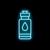 Blue neon sign of a reusable water bottle on a black background vector